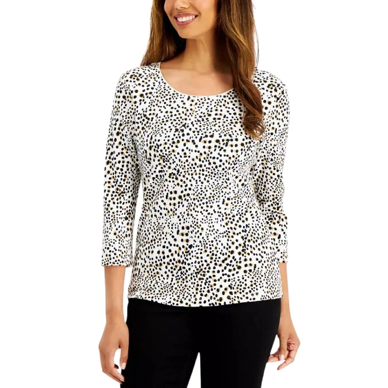 KAREN SCOTT -  Animal-Print 3/4-Sleeve Top