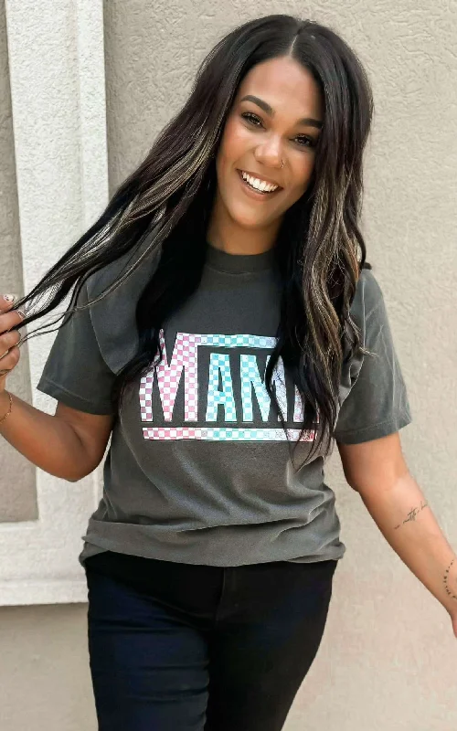 Pocket T-ShirtsCheck Your Mama Garment Dyed Graphic T-shirt