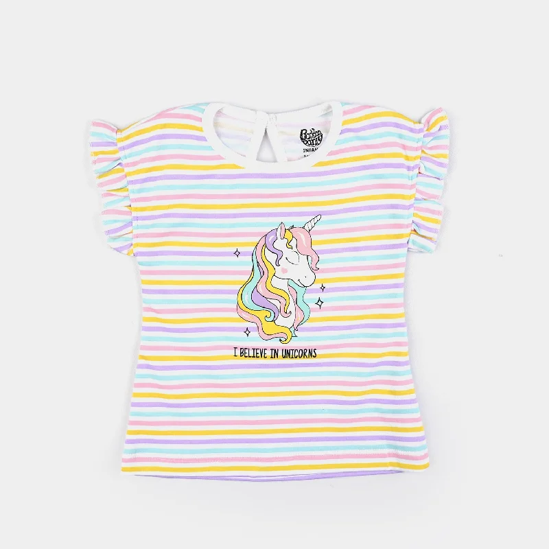 Longline T-ShirtsInfant Girls Cotton Interlock T-Shirt Unicorn-Multi