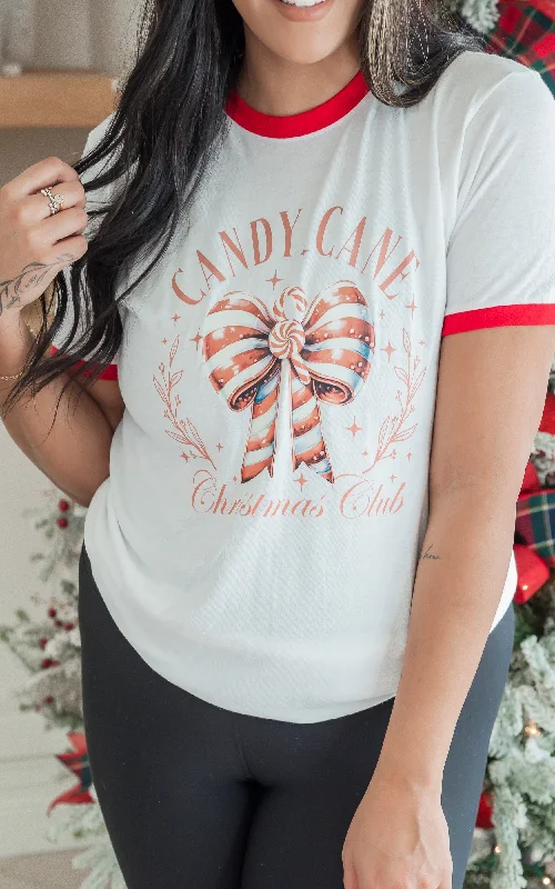 Hunting T-ShirtsCandy Cane Christmas Club Ringer Graphic T-shirt