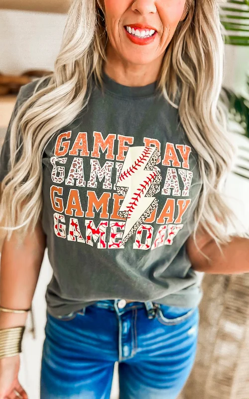 Sequined T-ShirtsSoftball Game Day Garment Dyed Graphic T-shirt