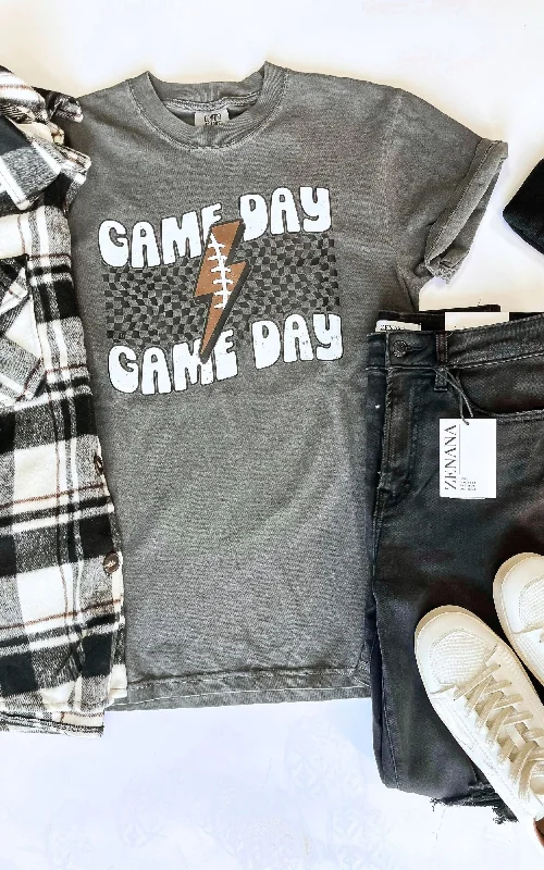 Travel T-ShirtsLightning Football Game Day Garment Dyed Graphic T-shirt