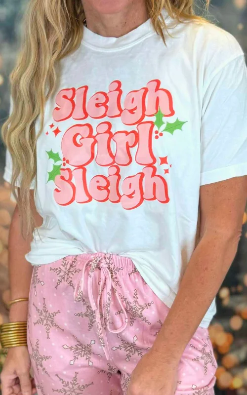 Fishing T-ShirtsSleigh Girl Sleigh Holiday Garment Dyed Graphic T-shirt