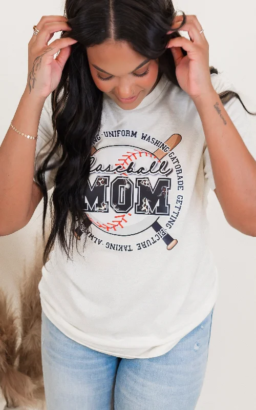 Crewneck T-ShirtsBaseball Mom Graphic T-shirt