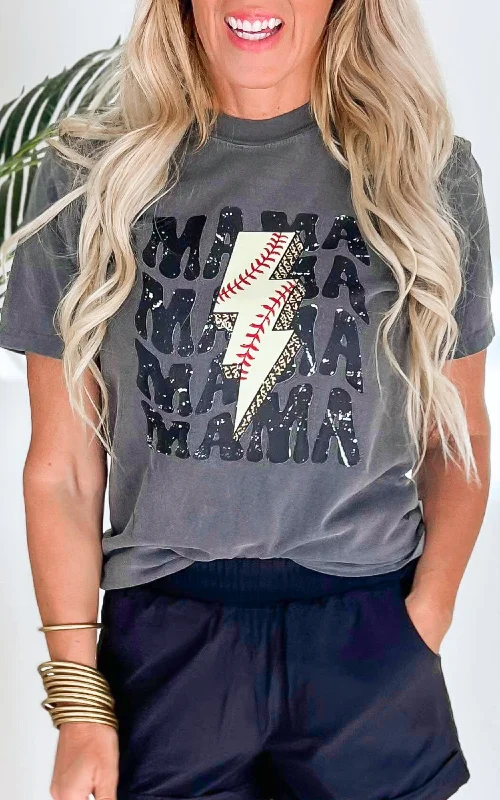 Beaded T-ShirtsLightning Bolt Mama Garment Dyed Graphic T-shirt*