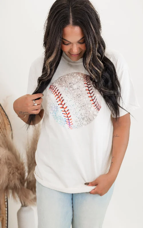 Organic Cotton T-ShirtsSparkle Baseball Garment Dyed Graphic T-shirt