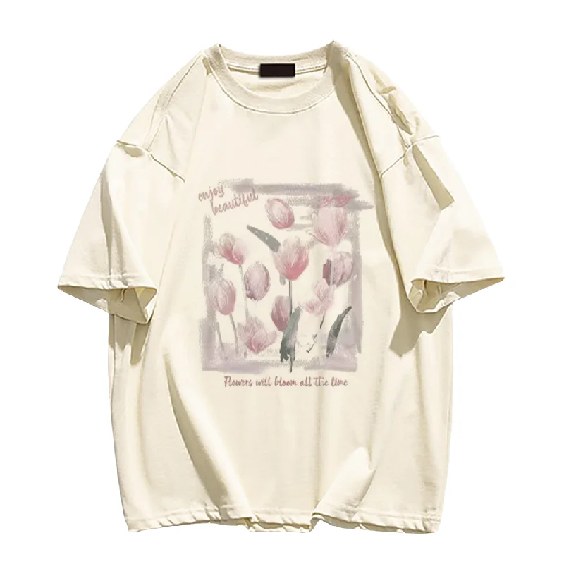 Metallic T-ShirtsOil Painting Tulips T-Shirt