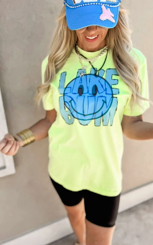 Reflective T-ShirtsNeon Lemon Lake Bum Smiley Garment Dyed Graphic T-shirt