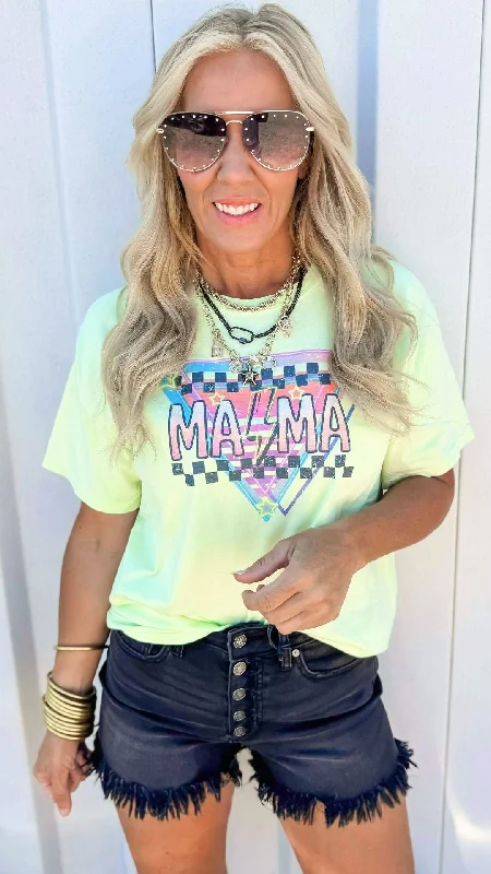 Glitter T-ShirtsCheckered Lightning Mama Garment Dyed Graphic T-shirt