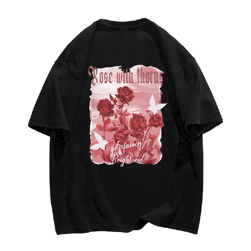 Fringed T-ShirtsIllustration Rose T-Shirt