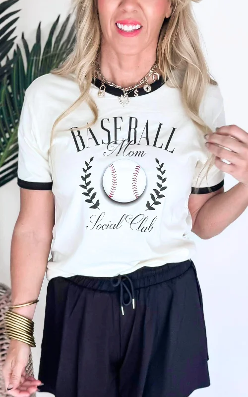 Athletic T-ShirtsBaseball Mom Social Club Ringer Graphic T-shirt.