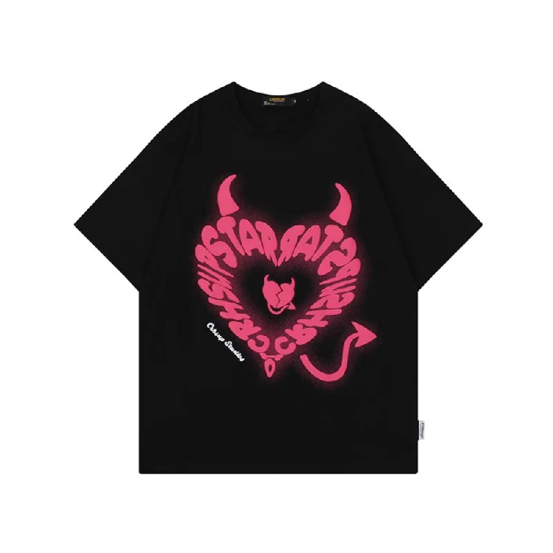 Sheer T-ShirtsUrban Devil Heart Graphic T-shirt