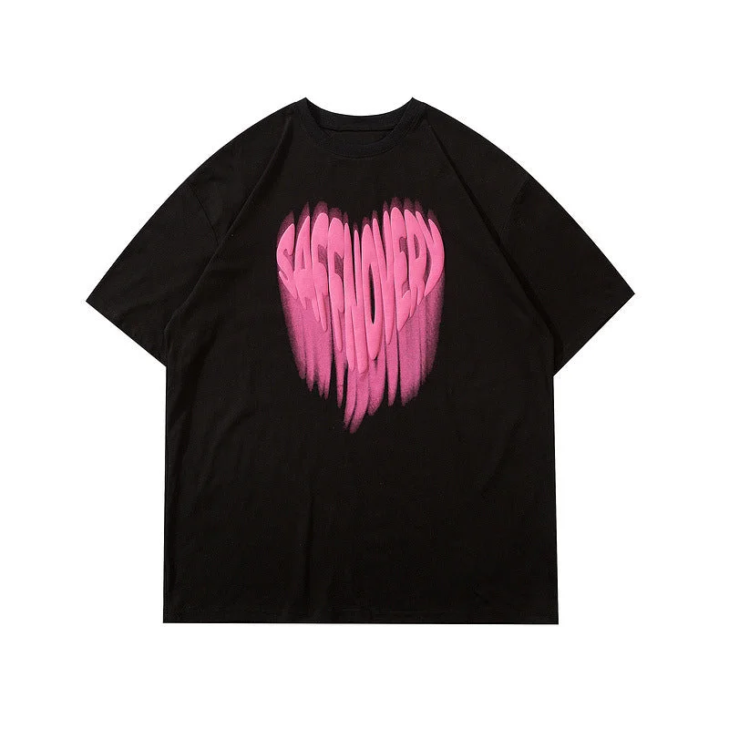 Printed T-ShirtsUrban Heart Letter Graffiti Cotton T-Shirt