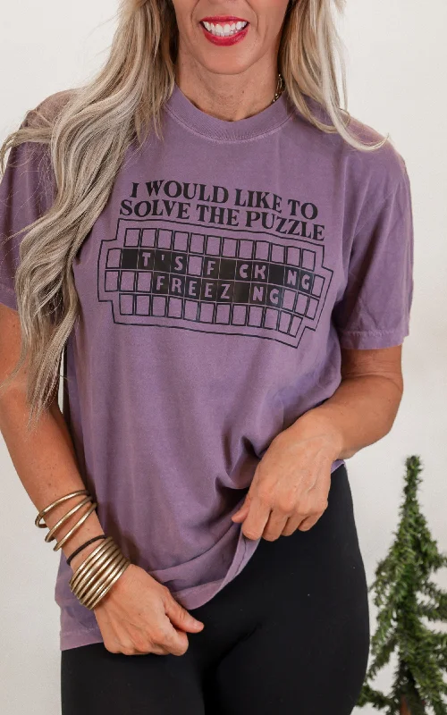 Luxury T-ShirtsSolve the Puzzle Holiday Garment Dyed Graphic T-shirt