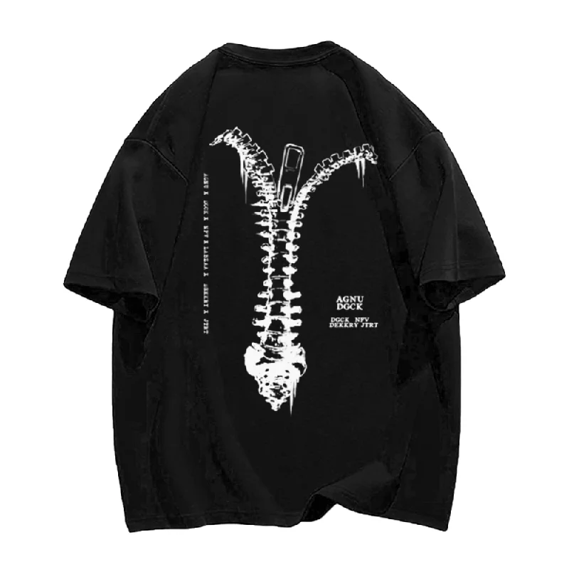 Reflective T-ShirtsSkeleton Zipper Graphic T-Shirt