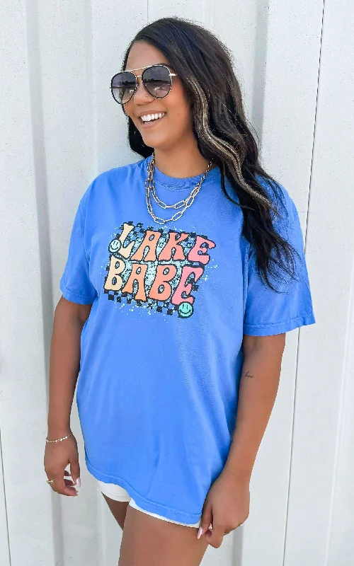 Metallic T-ShirtsLake Babe Checked Garment Dyed Graphic T-shirt