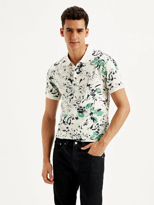 Men's Floral Slim Fit Polo T-ShirtMetallic polo shirt