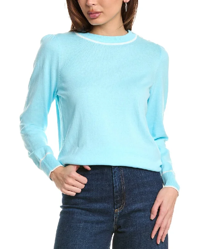 Hannah Rose Button Shoulder Cashmere-Blend SweaterSequined Knit Tops