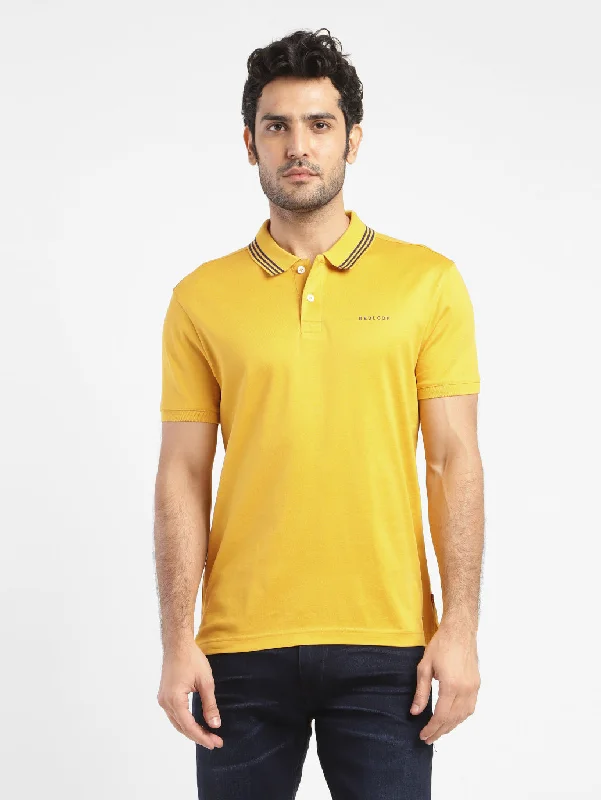 Men's Solid Polo T-shirt YellowMaternity polo shirt