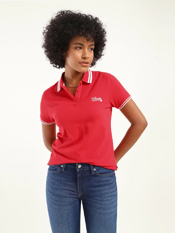 Women's Solid Polo T-ShirtStretch polo shirt