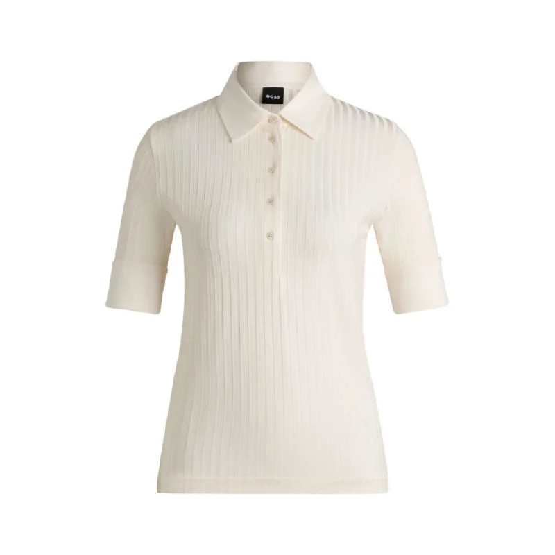 Ribbed polo-collar T-shirt with plain trimsDark polo shirt