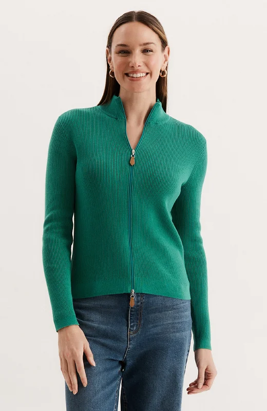 V-neck cardiganCotton Ribbed Cardigan - Kelly Green