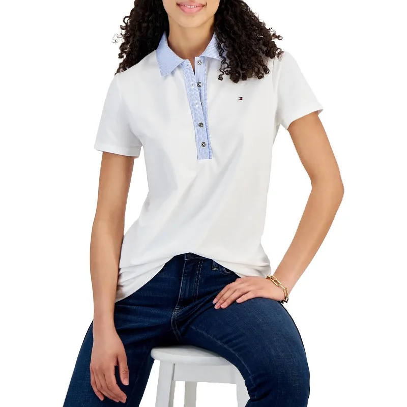 Tommy Hilfiger Womens Striped Cotton Polo TopRecycled polo shirt