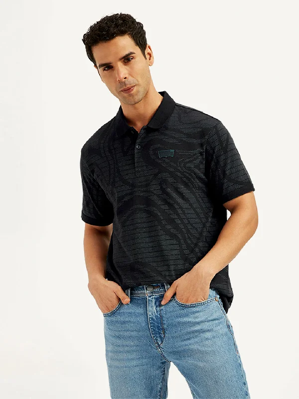 Men's Abstract Print Slim Fit Polo T-ShirtWaterproof polo shirt