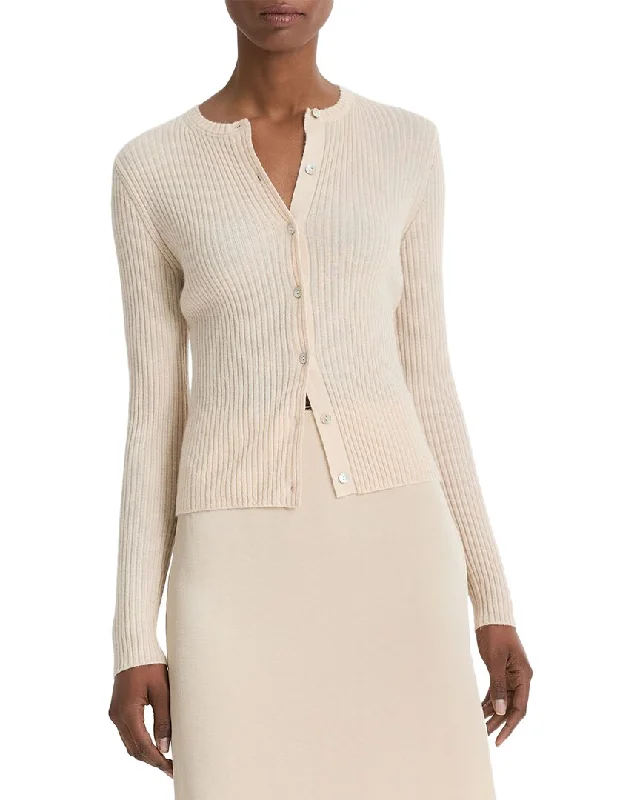 Anti-odor cardiganVince Ribbed Cashmere & Silk-Blend Cardigan