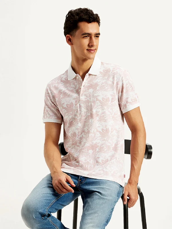 Men's Floral Print Slim Fit Polo T-ShirtSustainable polo shirt