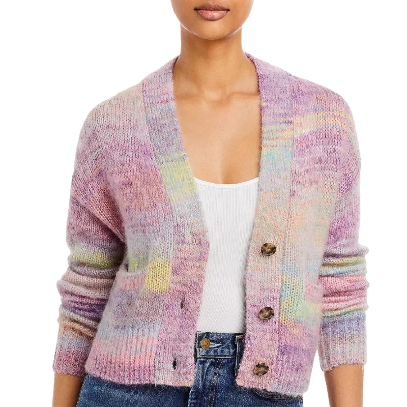 Tech cardigan90S Oversized Cropped Cardigan In Purple Space Dye