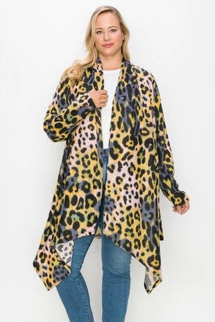 Fringed cardiganMulti Color Leopard Print Cardigan Cardi Layering Piece