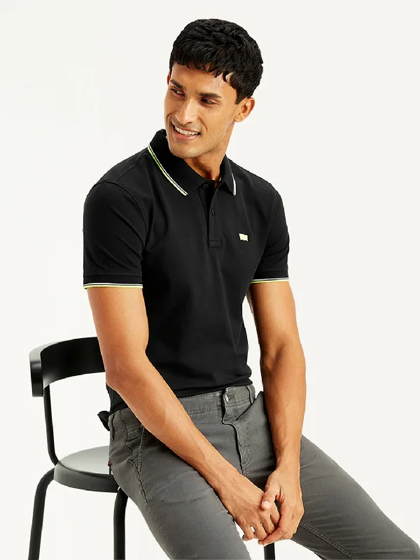 Men's Solid Slim Fit Polo T-ShirtLace polo shirt