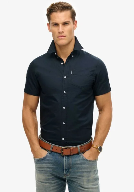 Luxury Short Sleeve TopsSuperdry Oxford Short Sleeve Shirt, Eclipse Navy