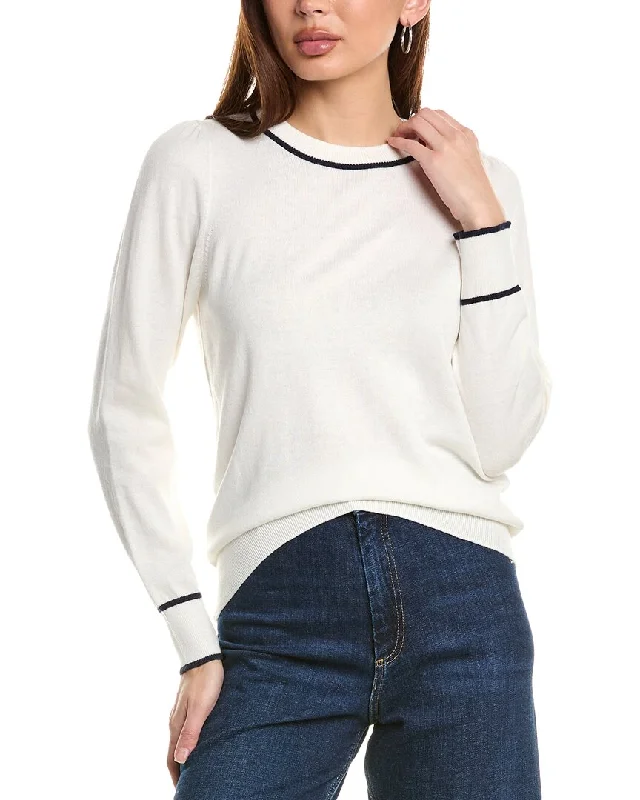 Hannah Rose Button Shoulder Cashmere-Blend SweaterStudded Knit Tops