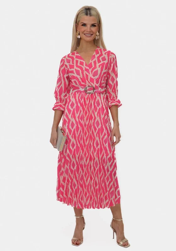 Kate and Pippa Positano Belted Midi Dress, Pink