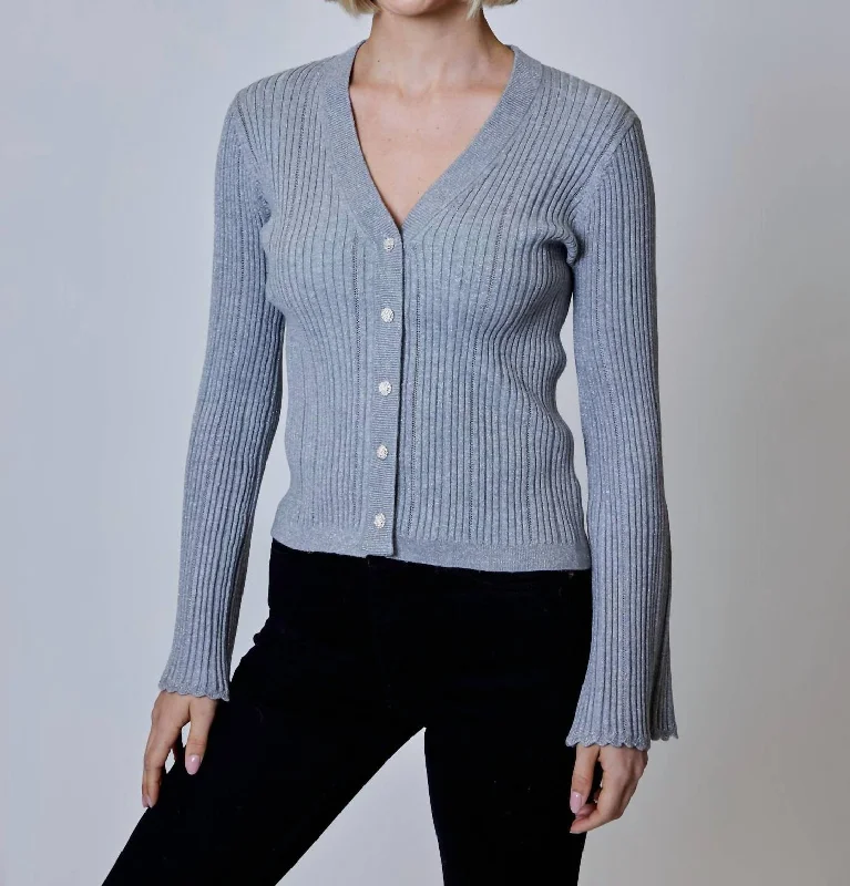 Mesh cardiganLurex Front Cardigan In Heather Stone Combo