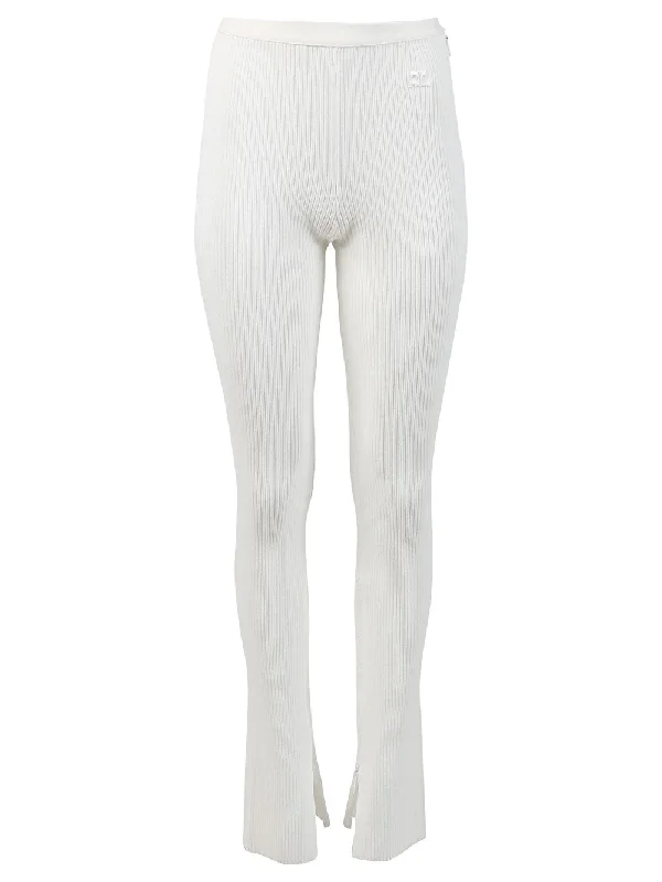 Courregges Rib Knit Trouser WhiteMetallic Knit Tops