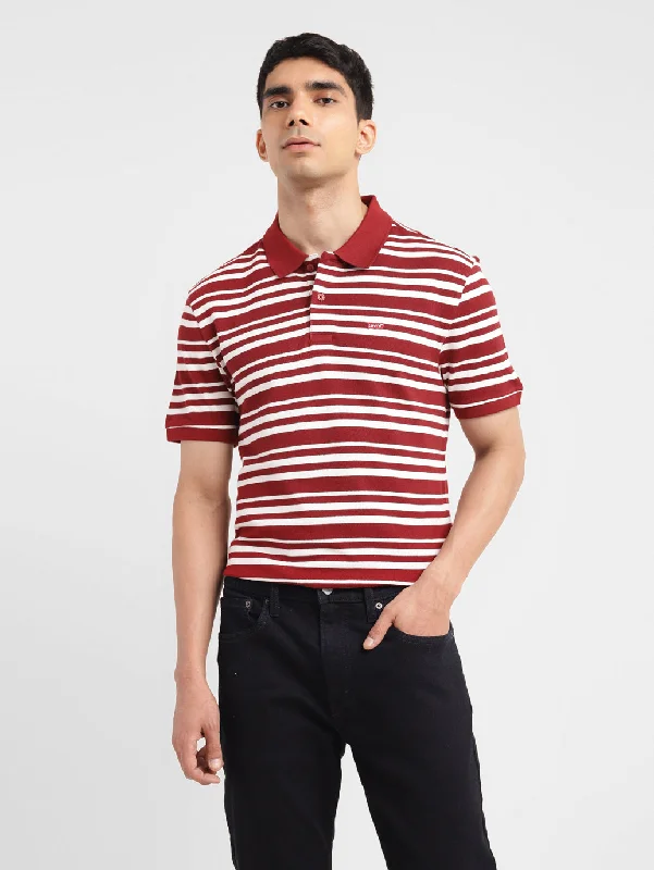 Men's Striped Slim Fit Polo T-shirtMonochrome polo shirt