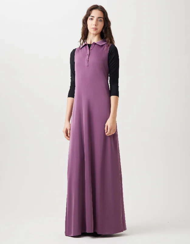 Lined Satin Sleeveless Maxi Shirt Dress Shabbos Robe Lavender