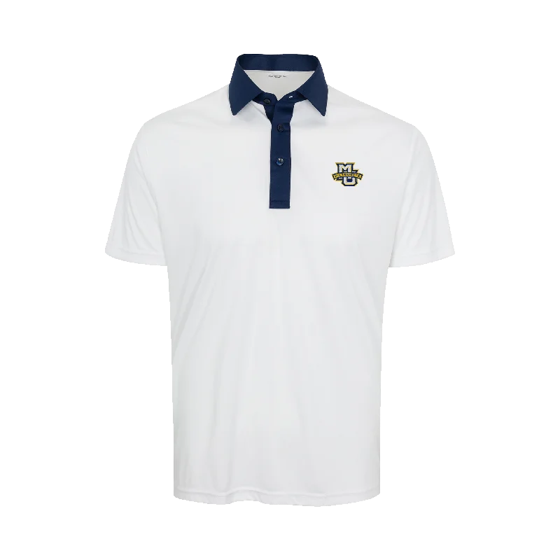 Marquette Semi-Spread Collar Polo Austin White with Navy AccentClassic polo shirt