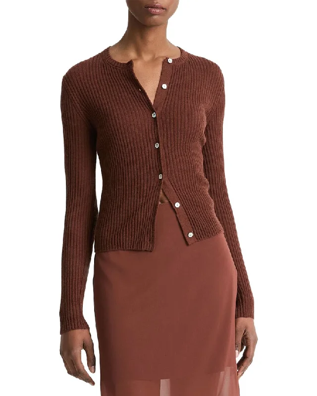 Button-up cardiganVince Ribbed Cashmere & Silk-Blend Cardigan