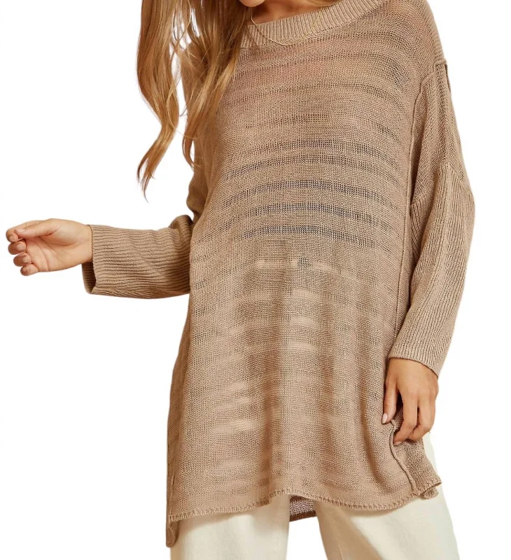 It's Worth It Tunic Sweater In OatmealCotton Knit Tops