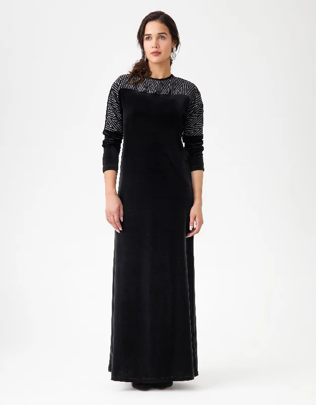 Velvet and Brocade Maxi Dress Shabbos Robe with Back Zipper