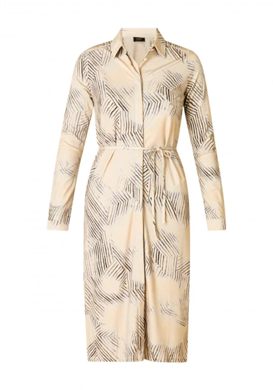 Yest Raja Scratch Print Shirt Dress, Beige and Blue