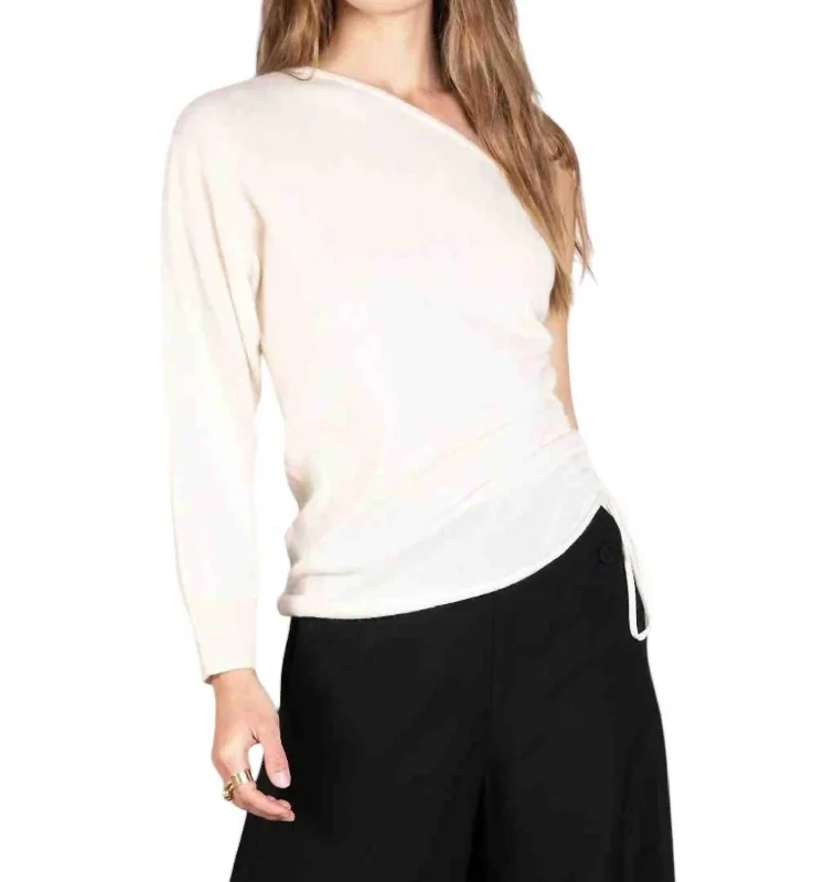 Cashmere Brigette Sweater In WhiteTasseled Knit Tops