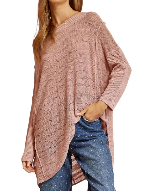 It's Worth It Tunic Sweater In Dusty MauveWool Knit Tops