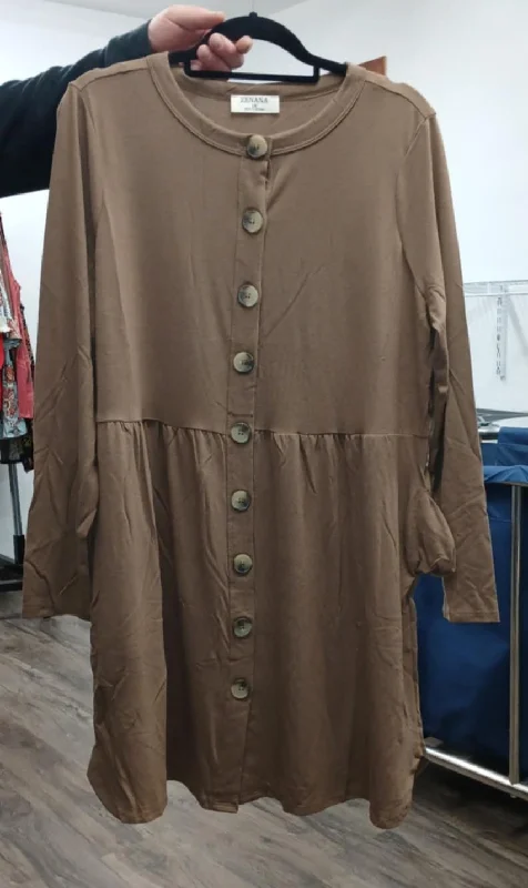 Heated cardiganLong Brown Button Tunic Shirt or Cardigan