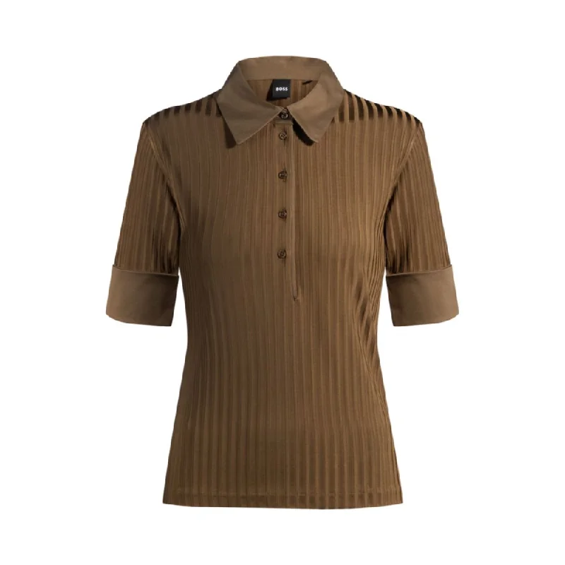 Ribbed polo-collar T-shirt with plain trimsMonochrome polo shirt