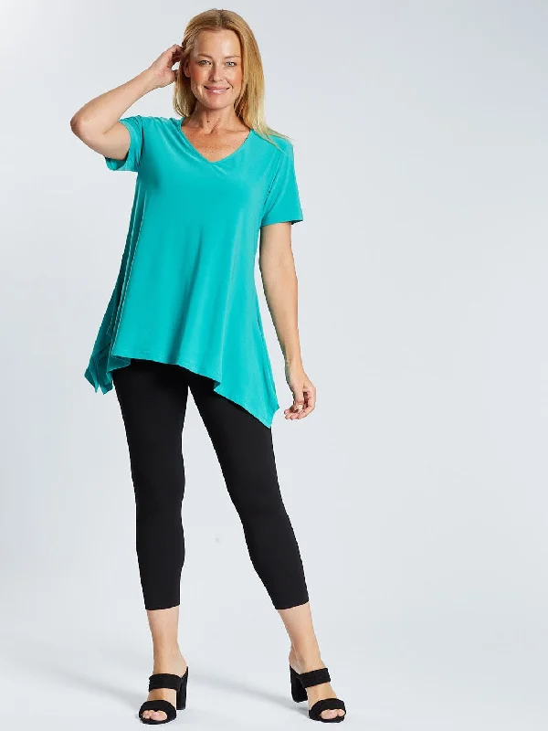 Silk Short Sleeve TopsAndrea V Short Sleeve Top - Ocean -26233